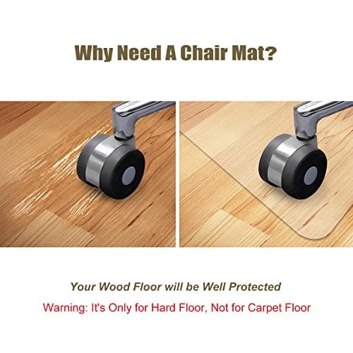 Kuyal Clear Chair Mat, Hard Floor Use, 48" x 36" Transparent Office Home Floor Protector mat Chairmats (48" x 36" Rectangle) — view 2