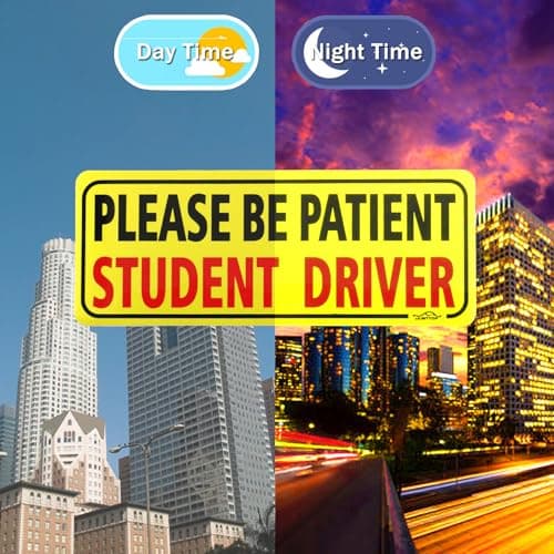 JUSTTOP 3pcs Student Driver Magnet for Car, Please Be Patient Student Driver, New Drivers Sticker Safety Warning, Magnetic Reflective Rookie Driver Bumper Sticker (Black&Red) — view 5