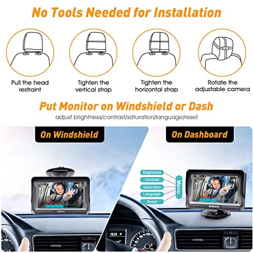 DoHonest Baby Car Camera HD 1080P - Rear-Facing Car Baby Monitor with Night Vision, Adjustable View Angle, Easy Setup, Anti-Glare Display, Safety for Kids & Infants — view 4