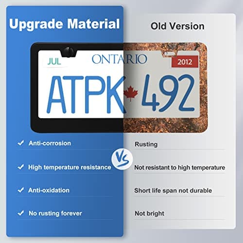 QUANQIUFEI 2 Pack License Plate Frames, Stainless Steel Car License Plate Cover Car Accessories with Screw Caps (Black) — view 2