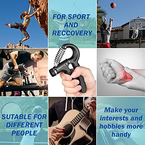 AIXPI Grip Strength Trainer, Hand Grip Exerciser Strengthener with Adjustable Resistance 11-132 Lbs (5-60kg), Forearm Strengthener, Hand Exerciser for Muscle Building and Injury Recover Black 1 Pack — view 5