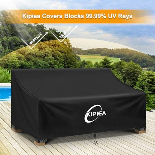 Kipiea Patio Sofa Cover Heavy Duty 420D Outdoor Couch Covers Waterproof Winter, 2-Seat Patio Furniture Cover Loveseat, Outdoor Sofa Covers with Anti UV and No Tears, No Fading (60"W x 34"D x 31"H) — view 6