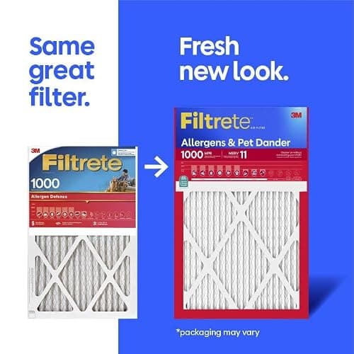 Filtrete 16x25x1 Air Filter, MERV 11, MPR 1000, Allergens & Pet Dander, 3-Month AC and Furnace Filters, Cleaner Air, Reliable Airflow, 2 HVAC Filters (Actual Size 15.68 x 24.68 x 0.81 in)