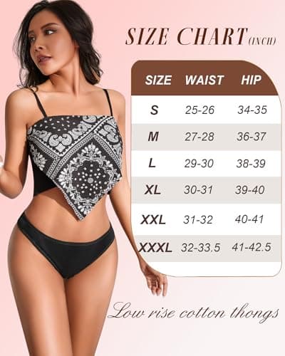 FINETOO 6 Pack Cotton Thongs for Women Breathable Low Rise Bikini Panties Womens Thong Underwear Sexy S-XL — view 4