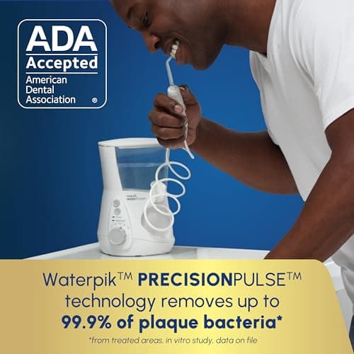 Waterpik Aquarius Water Flosser For Teeth Cleaning, Gums, Braces, Dental Care, Electric Power With 10 Settings, 7 Tips For Multiple Users And Needs, ADA Accepted, White WP-660, Packaging May Vary — view 2