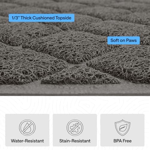 GORILLA GRIP Cat Litter Box Mat, 102x71, Cushioned Coil Mesh Litter Trapping Mats, Scatter Control Supplies for Less Mess, Phthalate Free, Ultra Deep Catch Grooves, Rinse or Vacuum to Clean, Dark Gray — view 4