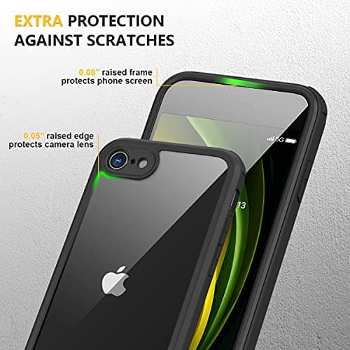 Miracase for iPhone SE Phone Case 3rd/2nd Generation 2022 2020 Full-Body with Built-in Glass Screen Protector, Heavy Duty 360° Protective Shockproof Bumper Cover for iPhone 8/SE 4.7 Inch, Black — view 5