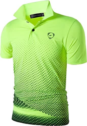jeansian Men's Short Sleeve Fit Sport Polo Tee Shirts T-Shirts Tshirt Tops Poloshirt Golf Tennis Pickleball LSL195_GreenYellow_L