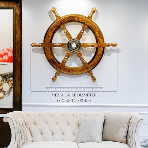 Nagina International Nautical Handcrafted Wooden Ship Wheel - Home Wall Decor (24 Inches, Natural Wood) — view 2