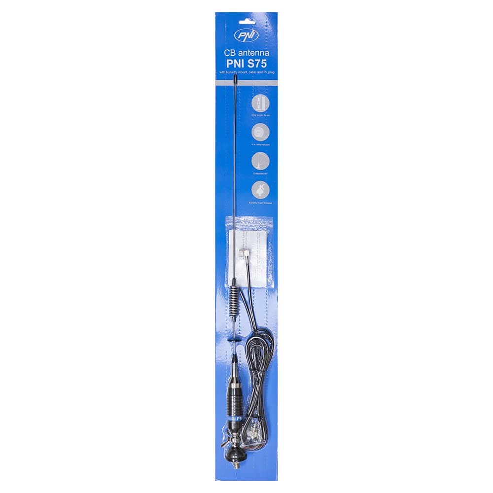 Pack Estación Radio CB PNI Escort HP 6500 ASQ, Ganancia RF, 4W, 12V + Antena CB PNI S75 con Cable 7-9KM y Soporte Fijo — view 2