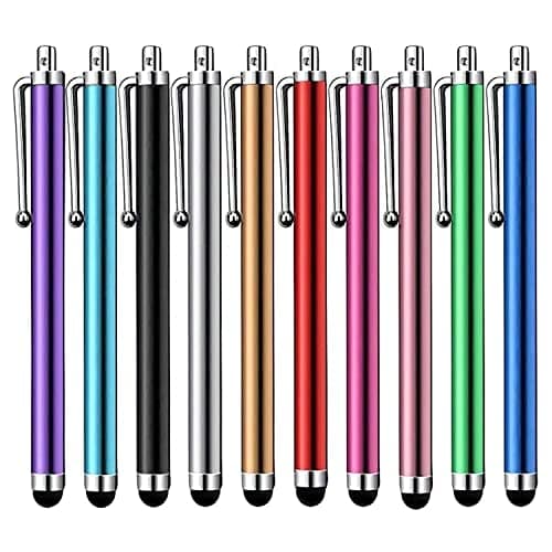 Stylus Pen [10 Pack] Universal Capacitive Touch Screen Pens for Tablets, iPad mini, iPad Pro, iPad Air, Smartphones, Samsung Galaxy - Multiple Colors