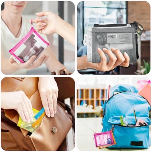 Mini Mesh Pouches(8 Pack), Small Mesh Bags with Zipper Nylon Makeup Pouches Bag Cosmetic Pouch Travel Purse Organizer Insert Diaper Inside Bag Organizers Home Organizing Size See Through Cute Colors — view 5
