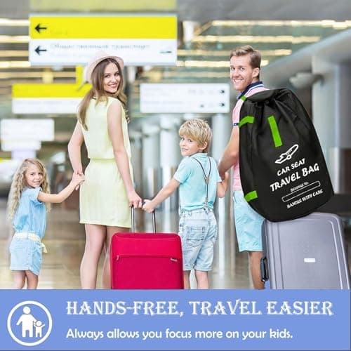MYLEUS Durable Car Seat Travel Bag for Airplane & Stroller Bag - Large Tear & Water Resistant Gate Check Bag, Fits Convertible Car Seats or Double Strollers, Padded Easy Carry Protector for Air Travel — view 5