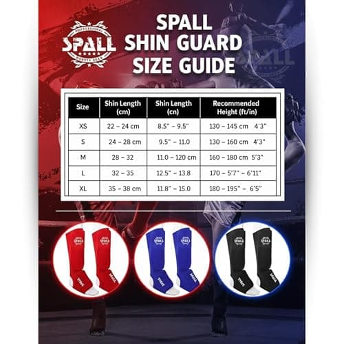 Spall Shin instep guard Protective Leg pad S M L XL Red Blue for Wrestling Sparring Karate MMA Muay Thai Boxing Kickboxing Sports Training Protective Gear Ideal for Men and Women By SPALL (M, Black) — view 4