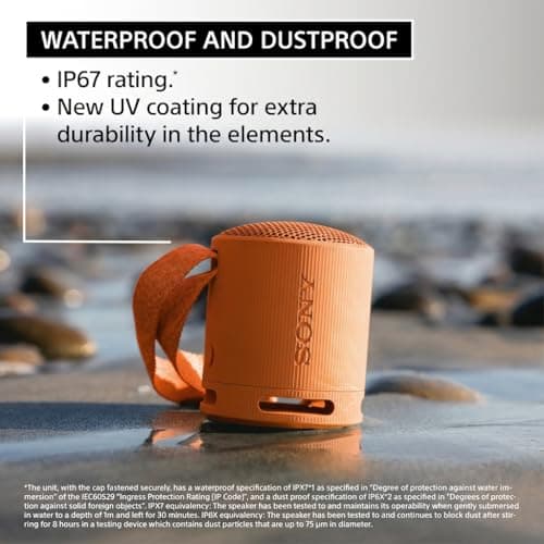 Sony SRS-XB100 Wireless Bluetooth Portable Lightweight Super-Compact Travel Speaker, Extra-Durable IP67 Waterproof & Dustproof, 16 Hour Battery, Versatile Strap, and Hands-Free Calling, Black New — view 3