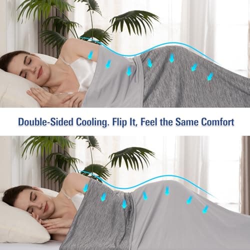 Cooling Blanket Queen Size, Lightweight & Breathable Summer Blanket for Hot Sleepers & Night Sweats, Double-Sided Cool-to-Touch Design, Smooth Cooling Blanket for Bed, 79" x 86" — view 4
