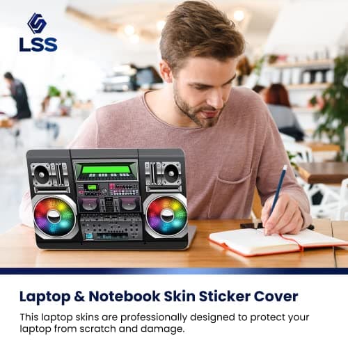 LSS Laptop 15 15.6 Skin Cover with Colorful Boon Box Music Pattern for HP Dell Lenovo Apple Asus Acer Compaq - Fits 13.3" 14" 15.6" 16" (2 Wrist Pads Free) — view 4