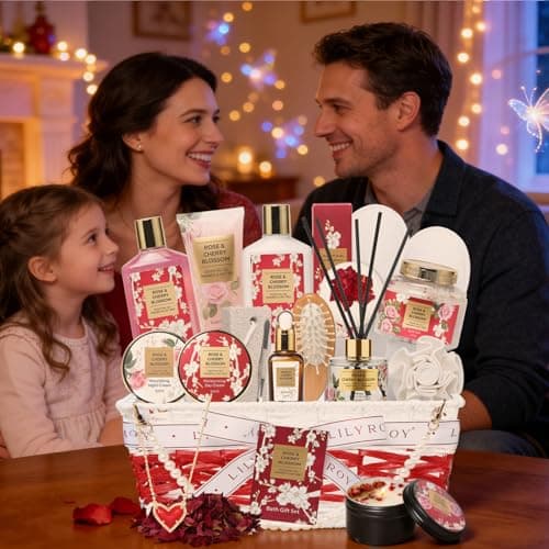 Mothers Day Gifts for Women - Rose & Cherry Blossom Bath and Body Gift Basket Set for Mother Spa Gift Set for Women - 19-Piece Bath & Body Care Kit | Mothers Day Gift for Mom, Christmas Gifts, Valentines Day, Gift for Wife — view 4