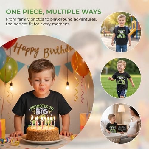 Keepatin Big Brother Shirt, Promoted to Big Brother Gift Tshirt for Boy, T Shirt for Kid Dinosaur,T-Shirt,Pregnancy Announcement Top (CA/US, Age, 2 Years, 4 Years, Black) — view 4
