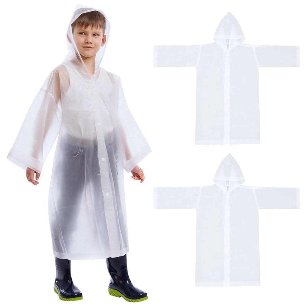 Vicloon Chubasquero Niño 2PCS Reutilizable Capas de Lluvia Impermeable EVA Poncho de Lluvia con Capucha Espesar Altura Niño Niña Entre 120-150 cm para Viajar, Senderismo, Acampar y Al Aire Libre — view 9