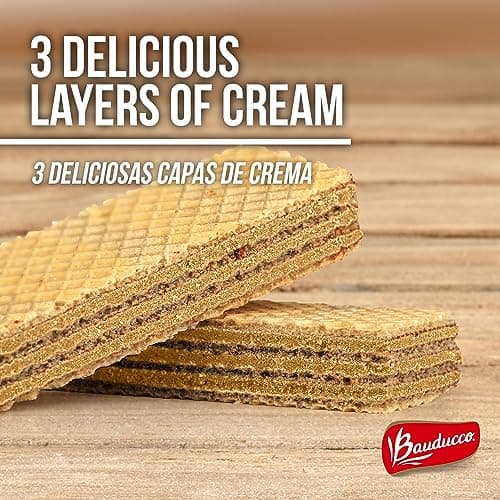 Bauducco Peanut Butter Wafers - Crispy Wafer Cookies With 3 Delicious, Indulgent Decadent Layers of Peanut Butter Flavored Cream - Delicious Sweet Snack or Desert - 5.0 oz (Pack of 1) — view 3