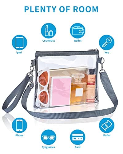 Bagenius Clear Purse Stadium Approved, Crossbody Bag with Detachable Straps — view 4