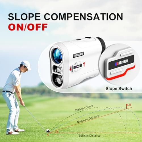 REVASRI Golf Rangefinder with Slope and Pin Lock Vibration, External Slope Switch for Golf Tournament Legal, Rangefinders with Rechargeable Battery 1000YDS Laser Range Finder — view 2
