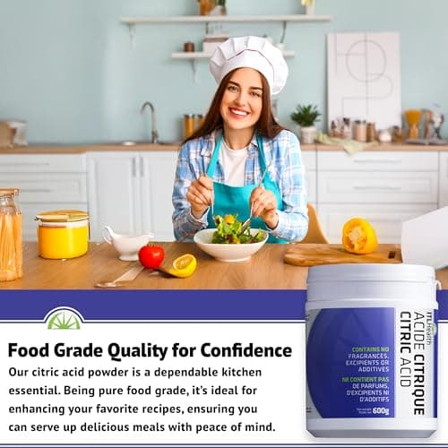 ITL Health Citric Acid Powder 600g - Pure, Food-Grade Quality for DIY Bath Bombs, Descaling & Household Cleaning, Non-GMO, Cleaner, Natural Ingredient for Cooking & a Variety of Home Uses — view 3