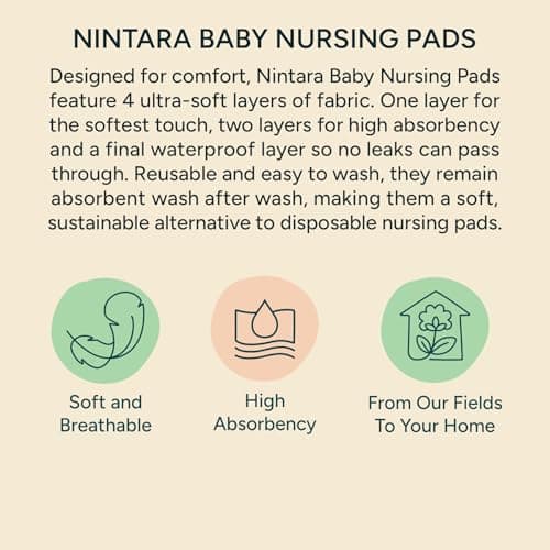 Nintara Baby Reusable Nursing Pads – Soft & Absorbent Breast Pads, Bamboo Viscose Blend, Contoured Fit, Leak-Resistant, Pack of 6 with Laundry Bag — view 6