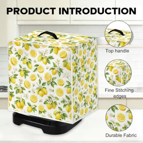 WEBEEDY Lemon Style Coffee Maker Cover with Top Handle, Small Kitchen Appliance Covers Polyester Lightweight Washable Coffee Machine Dust for Kitchen Countertop, 34.5x26x35.5cm/13.6x10.2x14 Inches — view 2