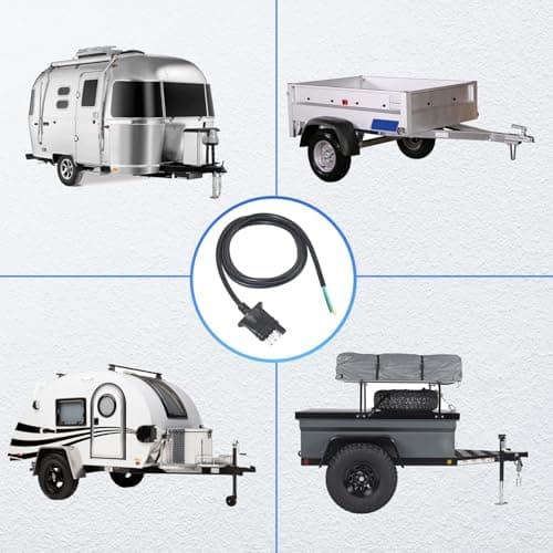 MECMO 4 Way Trailer End Connector Wire 5 Feet Jacketed Cable, Heavy Duty 18AWG 4 Pin Trailer Light Plug Color-Coded Pure Copper, Trailer-Side Male End Replacement 4 Flat Connector Trailer Hitch Wiring — view 7