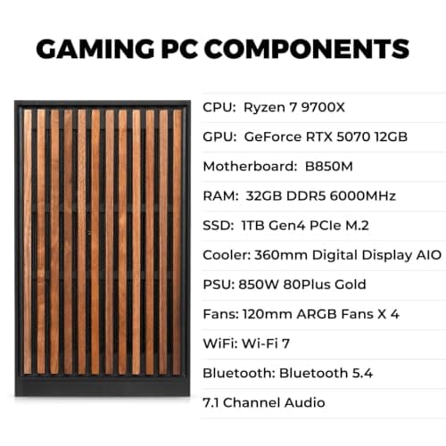 KOTIN Prebuilt Gaming PC RTX 5070 12GB, Ryzen 7 9700X, 32GB DDR5, 1TB SSD — view 2