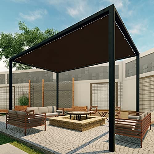 Patio Paradise 15' x 30' Sun Shade Cloth with Grommets Rectangle Shade Sail Canopy Pergola Cover with Straight Edge, UV Block Fabric for Backyard Deck Outdoor Activities, Brown