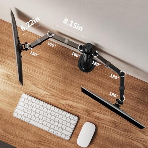 ErGear Dual Monitor Desk Mount, Fully Adjustable Dual Monitor Arm for 2 Computer Screens up to 32 inch, Heavy Duty Dual Monitor Stand for Desk, Holds up to 17.6 lbs per Arm, EGCM1 — view 5