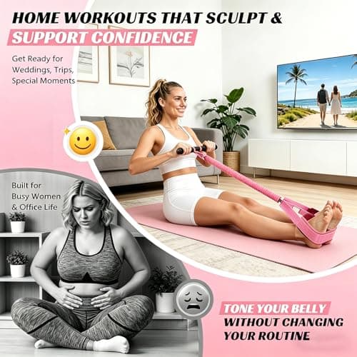 Upgraded Durable Pedal Resistance Band with Handle, Women Exercise Bands for Abdomen, Waist,Core/ABS, Arm, Leg, Glutes, Arms, Pilates, Strength, Sit Up Equipment for Home Workout — view 2