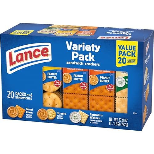 Lance Sandwich Crackers, Variety Pack, 3 Flavors, 20 Individually Wrapped Packs, 6 Sandwiches Each — view 9