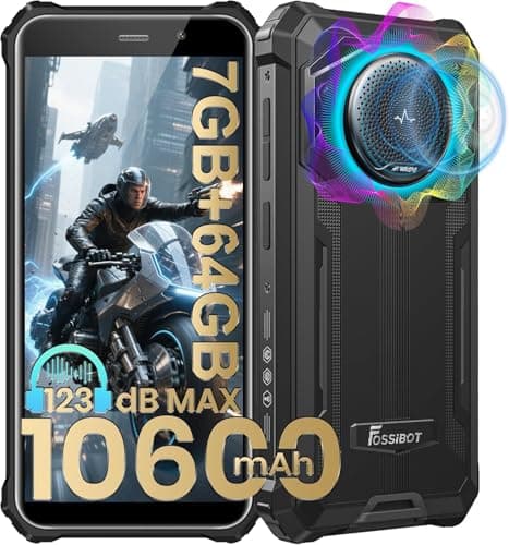 FOSSIBOT F101P Rugged Phone Unlocked,10600mAh Unlocked Phone 123dB Loud Volume Phone, 7GB+64GB/1TB, 24MP Camera Waterproof Smartphone 4G Dual SIM/OTG/2Ghz Octa-core,5.45"(2026),Black — view 8