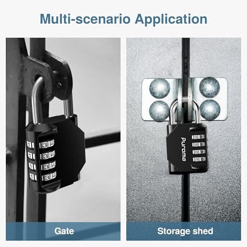 Puroma 2 Pack Combination Lock 4 Digit Padlock for School Gym Locker, Sports Locker, Fence, Toolbox, Case, Hasp Storage (Black & Code Window) — view 5