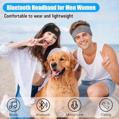 2-Pack Sleeping Headphones Wireless Bluetooth 5.4, Headband Headphones with Ultra-Thin Speakers, Bluetooth Headband for Side Sleepers, Running, Workout, Insomniac, Travel, Meditation（Black&Grey） — view 2