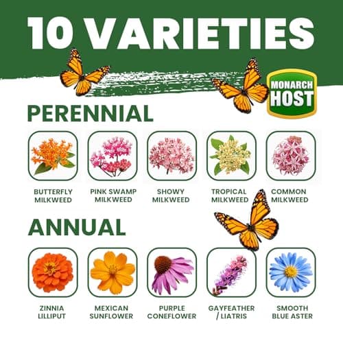 Milkweed Seeds for Monarch Butterflies – Wildflower Seeds Mix 18000+ Seeds (1.76 oz), Perennial Pollinator Garden Flowers, Attract Bees, Butterflies & Hummingbirds, Easy to Grow (1.76 oz) — view 2