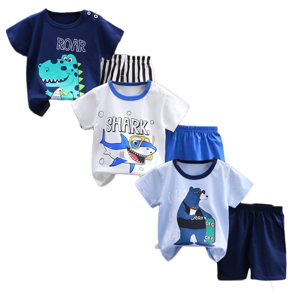 Bebé Niños Conjunto de 3 Juegos de Manga Corta y Pantalones Cortos de Media Manga, Paquete de 6 (con/sin Hebilla para el Hombro) — view 16