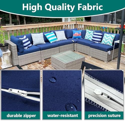 FLYMEI Outdoor Cushion Cover, Patio Loveseat Cushion Covers Only, Water Resistant Patio Cushion Slip Cover (21'' X 19'' X 3'' 4Pack, Royal Blue) — view 4