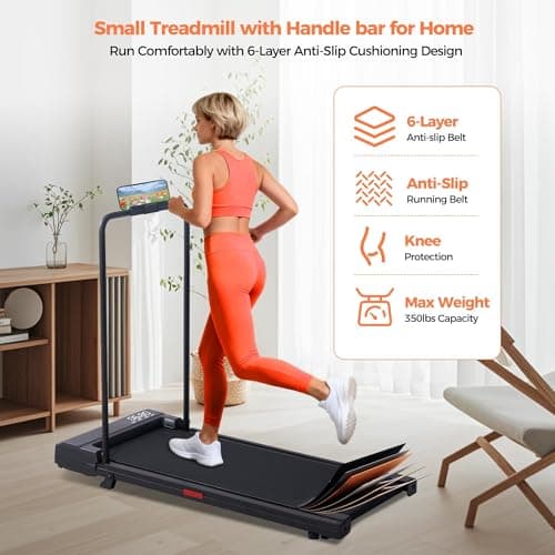 Walking Treadmill with Handle Bar, Small Treadmill for Home Exercising