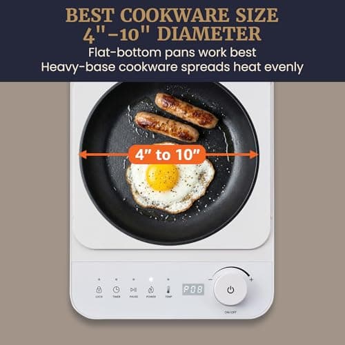 Elite Gourmet Slim Portable Induction Cooktop, 1500W Countertop Burner with 10 Power Levels & Temperature Control (140°F–465°F), Ultra-Slim 2" Design, Digital Touch Controls, Timer & Child Lock — view 5