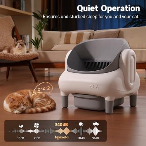 Hazrela Automatic Cat Litter Box,Self Cleaning Litter Box for Multiple Cats with Open Top Design,App Control and Safety Protection,Ultra-Quiet,Easy Setup,Light Gray — view 7