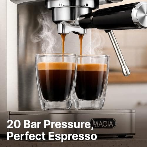 Zulay Magia Compact Espresso Machine – 20 Bar Small Espresso Machine with Milk Frother Steam, Latte & Cappuccino, Mini Espresso Machine 1350W Fast Heating, 40oz Water Tank, Stainless Steel – Silver