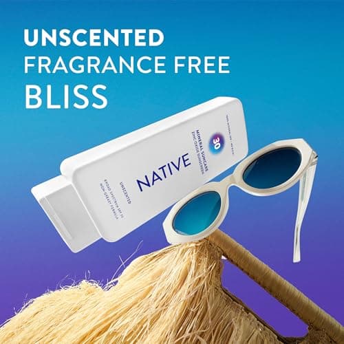 Native Mineral Sunscreen Lotion SPF 30, Unscented, with 100% Mineral Zinc Oxide for Face & Body, Hawaii Compliant, Vegan, No White Cast - 7 oz — view 3
