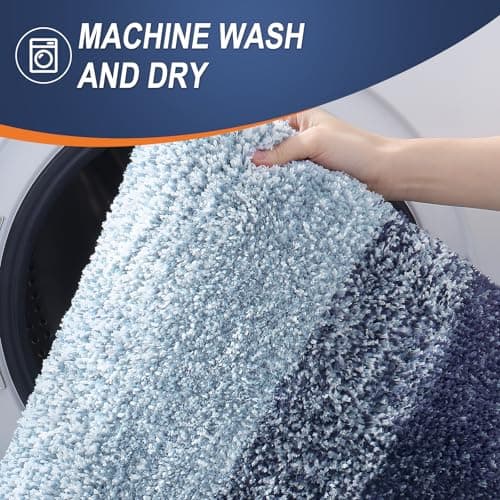 OLANLY Small Bathroom Rugs Mat 24x16, Extra Soft Absorbent Microfiber Bath Rugs, Rubber Backing, Quick Dry, Washable Bath Mats for Bathroom Floor, Tub and Shower, Home Decor Accessories, Airy Blue — view 5