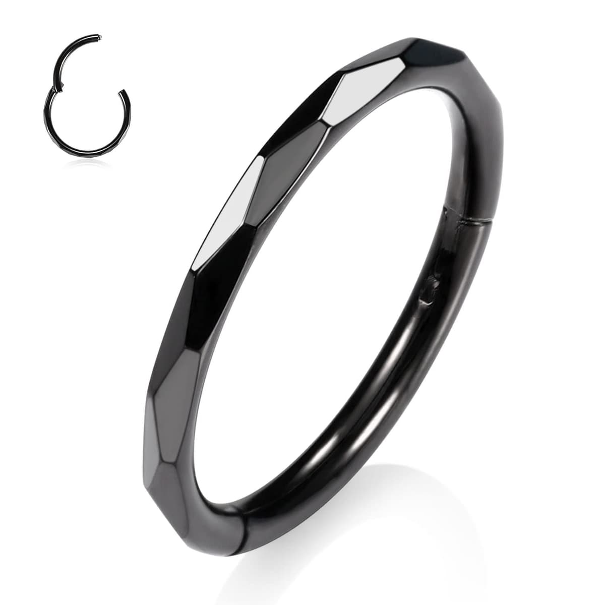 hengkaixuan CZ/Opal Nose Rings Conch Jewellery Septum Clicker 316L Surgical Steel Segment Ring Helix Cartilage Earrings Hoop Daith Tragus Rook Piercing Jewellery — view 7