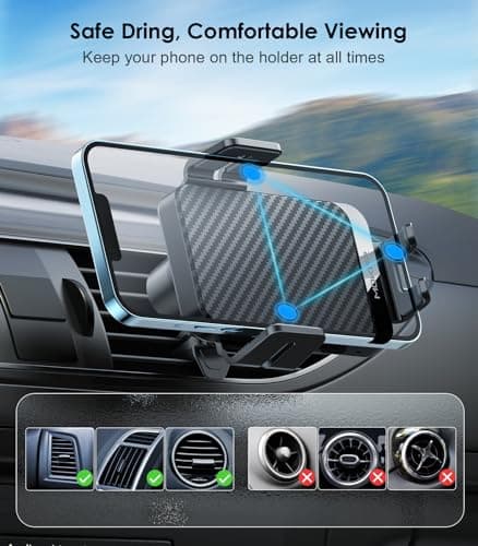 Wireless Car Charger, MOKPR 15W Fast Charging Auto-Clamping Car Phone Holder Wireless Charger Air Vent Car Phone Mount for iPhone17/16/15/14/13/12 pro/12/11/X/8, Samsung Galaxy S24/S23/S22/S21/S20 — view 5